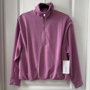 Athleta Seasoft 1/4 Zip Bubble Hem Sweatshirt